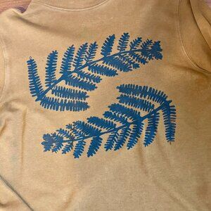 Hand Printed Rust Fern Shirt | Turtle Neck | Cottagecore | XS Lands' End